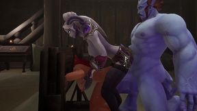 redhead elf has bsdm threesome sex in a dungeon - warcraft parody
