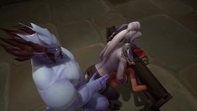 redhead elf has bsdm threesome sex in a dungeon - warcraft parody