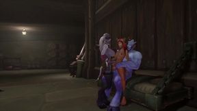 redhead elf has bsdm threesome sex in a dungeon - warcraft parody