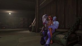 redhead elf has bsdm threesome sex in a dungeon - warcraft parody