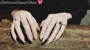 my natural nails tapping and scratching a wooden table asmr sounds