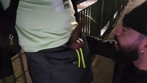 bahian stud gets double blowjob from young bearded guy and grizzled daddy on midnight viaduct