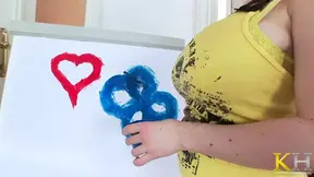 The prettiest college girl with the greatest body studies art and masturbates with a toy