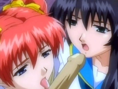 Hentai redhead used by two pervs
