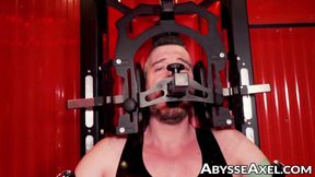 Sexy Axel Abysse strapped on a chair and enjoyedÂ  every stroke of the dildo into his