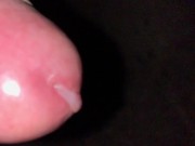 SLOW MOTION close up cumshot and foreskin pulling back and forth