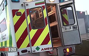 Hot anal foursome with 2 nurses in an ambulance