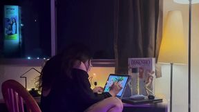 Girlfriend Drawing Peacefully Until I Surprise Her with Hard Fuck from Behind