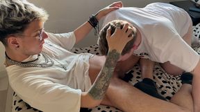 blowjob to tattoed latino twink with big cock