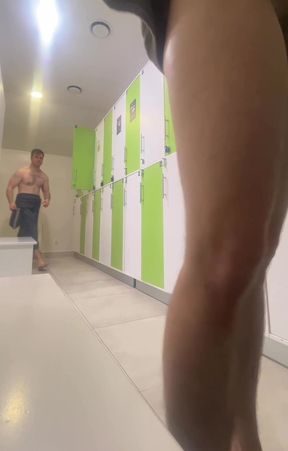 Twink caught showing off his big dick at the gym