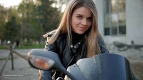 Biker Babe Smoking