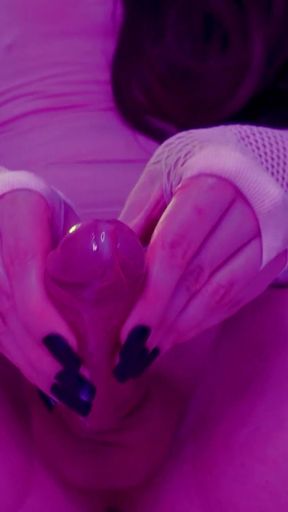 Fer Sissy Handjob Fishnet Cum