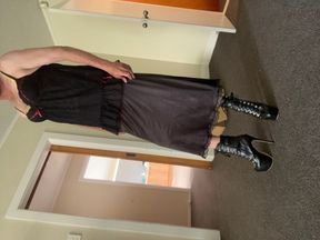 Black slip lingerie new high heels