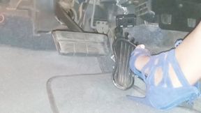 Strappy Blue High Heel Driving & Flooring (Rear view)