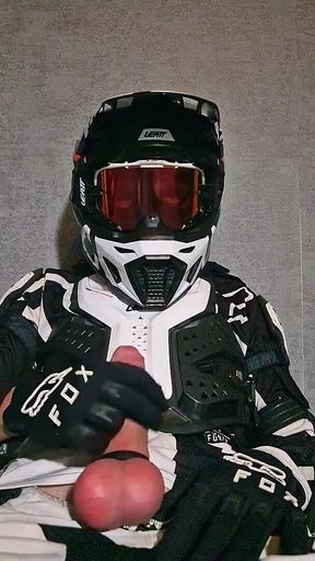 Horny Motocross Player Cumming on Boyfriend Helmet