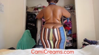 Big Booty Ebony Butt Crack Exposed in Tight Small Pants BBW Oiled Asscrack Back Fat - Cami Creams
