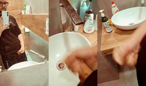 Office stress gone in seconds thick load splashes toilet stall