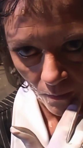 Having several black guys cumming on her face and in her   Clip 1