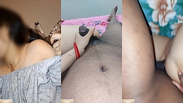 Sissy and hotwife lick each other's boobs and sex like lesbian couple