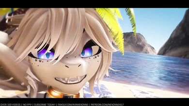 POV Asian cums feh furry shark girl with perfect body riding you on beach