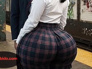 Curvy Large Butt Woman Teasing in Thin Strap