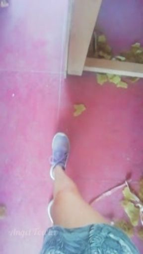 Freaky White girl peeing in abandoned house in Sri Lanka