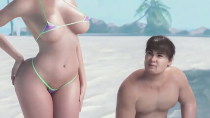 Unfaithful cheating wife entices boss during beach day while husband savors treat in spicy 3d animation cuckold BLACKED story