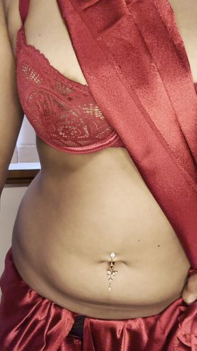 Indian Beautiful girl in Red Saree Teasing Seductive Dance &amp; Playful Energy