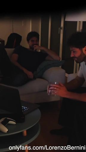 straight friend jerks off with gay couple - real amateur   Clip 1