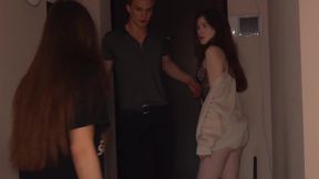 As Soon as I Entered the Apartment, These Two Sexy Bitches Jumped on My Huge Cock