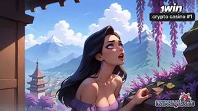 Dirty, horny, mountain-wisteria allurement with a purple goddess getting soaked by 2 peckers - impressive first-time porn!