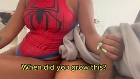 My Latina stepmom’s birthday present was her in a sexy spidergirl suit