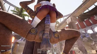 An ancient statue awakened and began to fuck Lara in an arena with 1,000 spectators. 3D Hentai Game
