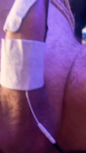 Roped & Spread on the Gynaecological Chair – Electro Torment on His Cock & Balls