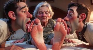 Submissive Mans Serving Old Granny's Ugly Feet - Humiliation
