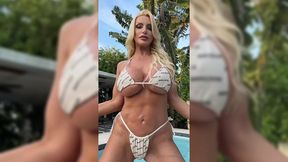 kinky hot blonde brittany andrews stuffs her pussy at the sunny beach!