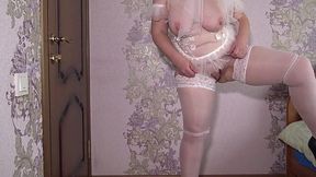 Busty Chubby MILF Flashing Her Fat Ass in Lingerie During Amateur Home Photoshoot. PAWG Backstage Fuck Fest