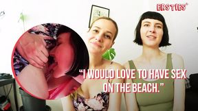 German amateur lesbians Sally & Delfine's naughty room romp