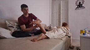 footjob to a big cock - foot massage and cum on my feet - tommy cabrio & apolonia lapiedra