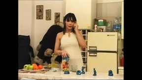 Trans and MILF Ass Fucked with Condom and Cum in Mouth by Two Huge Cocks