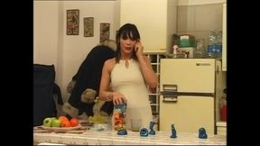 Trans and MILF Ass Fucked with Condom and Cum in Mouth by Two Huge Cocks