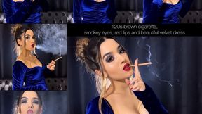 120s brown cigarette, smokey eyes, red lips and beautiful velvet dress - A custom clip