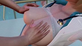 3D Rule34 Hentai Big Tits Nurse Rina in Pantyhose - Tits Massage, Ass Licking & Tongue Stretching, Intense Wet Fingering Squirt