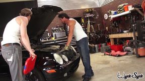 sexy duo sara jay and dava foxx pleasured by two hung mechanics!