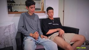 Straight Latino Bros Eye-Fuck Massive Cocks Gushing Cum Loads