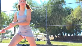 Sexy Tennis Chick Uses Racket Handle For Forbidden Pleasure Tactics