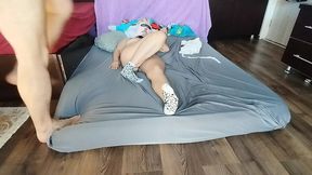 Hot foreplay with a couple, massage with oil on the body. Lick in the wife's pussy until orgasm.