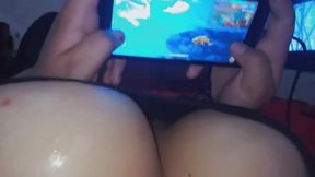 My daddy likes to touch my tits while I play video games on my cell phone
