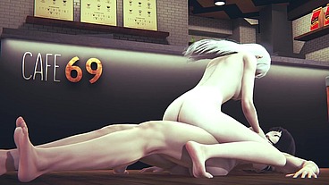 Sofia Valmet and Koko Hekmatyar have sex in a cafe - 3D Hentai Parody
