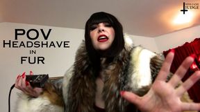 POV Headshave in Fur - SD - featuring Jane Judge in this femdom buzzcut imposed by a hot brunette in a red velvet dress and fur coat